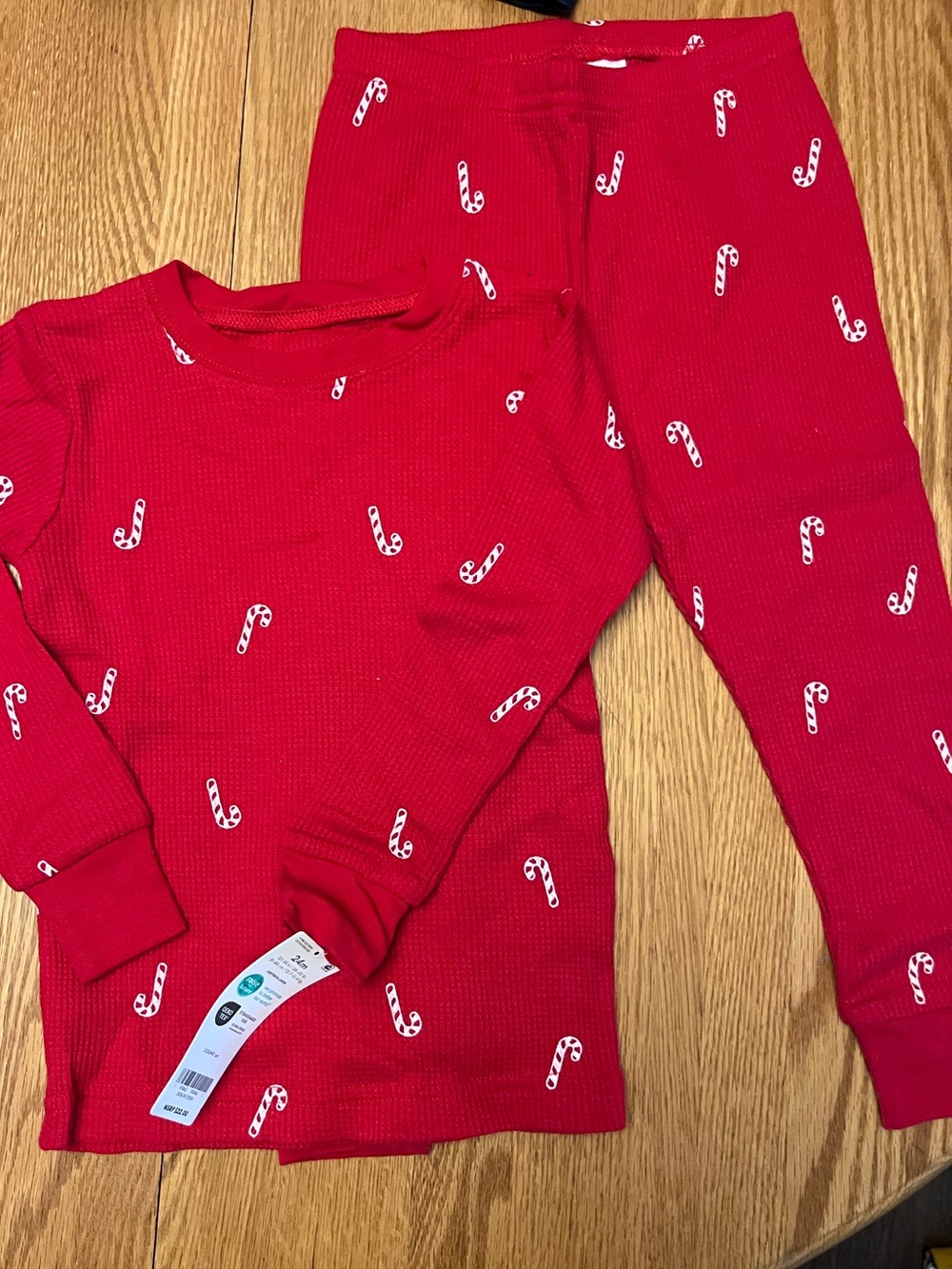 Carters 24mth  Red Candy Cane Thermal Pajama Set NWT